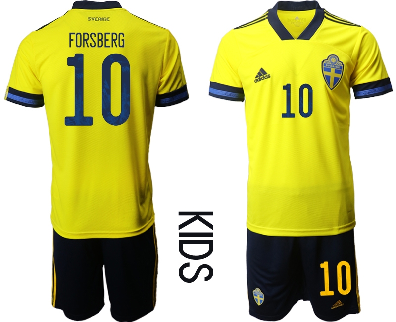 Cheap Youth 2021 European Cup Sweden home yellow 10 Soccer Jersey